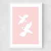 Love Birds In Pink Medium White Frame