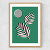 Palm Leaves In Moonlight Medium Oak Frame