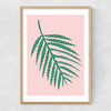 Polka Dot Leaf In Pink Narrow Oak Frame