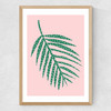 Polka Dot Leaf In Pink Medium Oak Frame