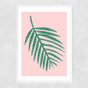Polka Dot Leaf In Pink Narrow White Frame