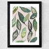 Muted Collage Foliage Leaves Wide Black Frame