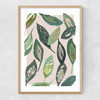Muted Collage Foliage Leaves Narrow Oak Frame