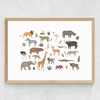 New safari animals Medium Oak Frame