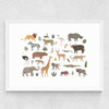 New safari animals Medium White Frame