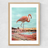 Flamingo on Holiday Medium Oak Frame