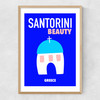 Santorini Beauty Greece Narrow Oak Frame