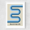 Blue Stripes Bauhaus Medium White Frame
