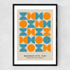 Turquoise And Orange Bauhaus Narrow Black Frame
