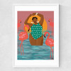 Flamingo Beach Medium White Frame