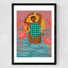 Flamingo Beach Medium Black Frame