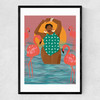 Flamingo Beach Narrow Black Frame