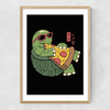Pizza Turtle Prints Narrow Oak Frame