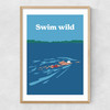 Swim Wild Narrow Oak Frame