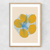 Five Lemons In A Net Bag Narrow Oak Frame