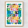 Checkered Yin Yang Pattern Medium Oak Frame