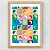 Checkered Yin Yang Pattern Wide Oak Frame