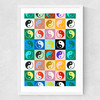 Checkered Yin Yang Pattern Medium White Frame