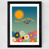 Retro Here Comes The Sun Wide Black Frame