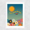Retro Here Comes The Sun Narrow White Frame