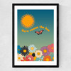 Retro Here Comes The Sun Medium Black Frame