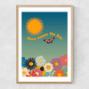 Retro Here Comes The Sun Narrow Oak Frame