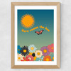 Retro Here Comes The Sun Wide Oak Frame