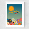Retro Here Comes The Sun Medium White Frame