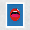 Red Lips Narrow White Frame