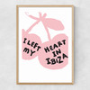 I Left My Heart In Ibiza (Pink and Oak) Narrow Oak Frame