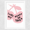 I Left My Heart In Ibiza (Pink and White) Wide White Frame