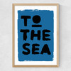 To The Sea (Blue) Medium Oak Frame