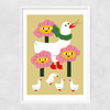 Duck Family Mother Narrow White Frame