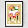 Duck Family Mother Medium Black Frame