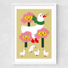Duck Family Mother Medium White Frame