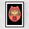 Neko Daruma Narrow Black Frame