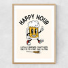 Happy Hour Craft Beer Narrow Oak Frame
