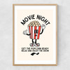 Movie Night Popcorn Narrow Oak Frame