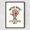 Movie Night Popcorn Narrow Black Frame