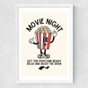 Movie Night Popcorn Medium White Frame