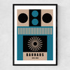 Mid Century Geometric Bauhaus Narrow Black Frame