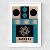 Mid Century Geometric Bauhaus Medium White Frame