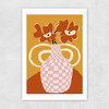 Checkered Retro Flower Pot Unframed Print