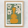 Happy Retro Flower Vase II Wide Oak Frame