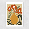 Retro Checkered Flower Pot Unframed Print