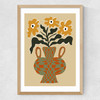Vintage Flower Vase With Check Medium Oak Frame