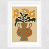 Vintage Flower Vase With Check Wide White Frame