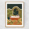 Bubble Bath Wine Narrow Oak Frame