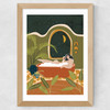Bubble Bath Wine Wide Oak Frame