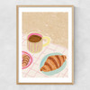 Coffee and Croissant Beige Blush Narrow Oak Frame